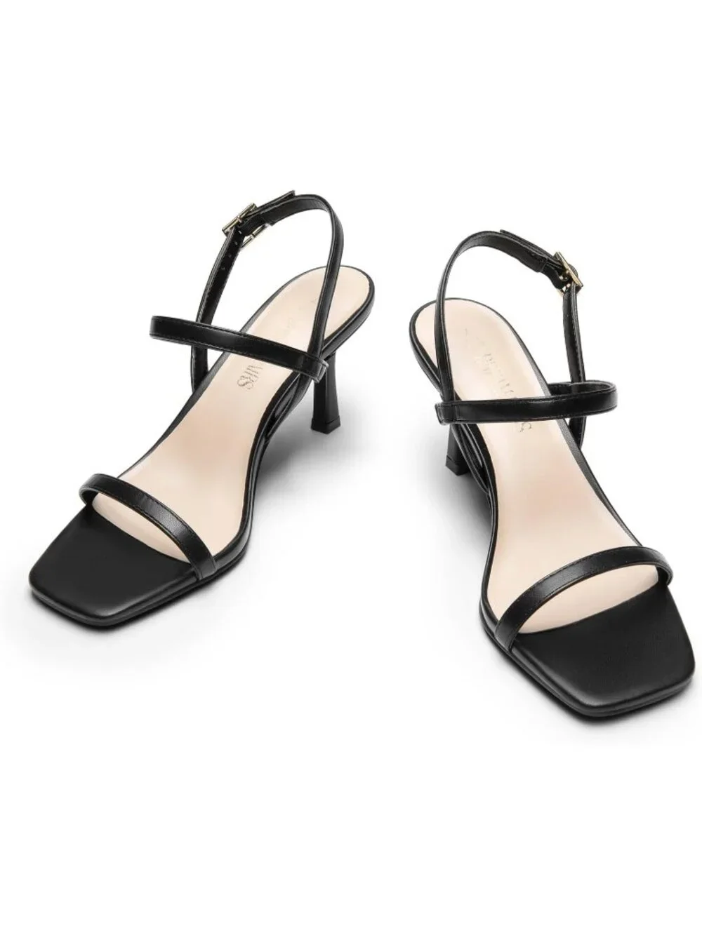 Dream Pairs Women's Black Square Open Toe Slingback Heels Ankle Strappy Sandals
